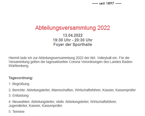 Abteilungsversammlung 2022