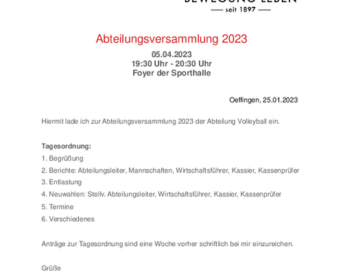 Abteilungsversammlung 2023