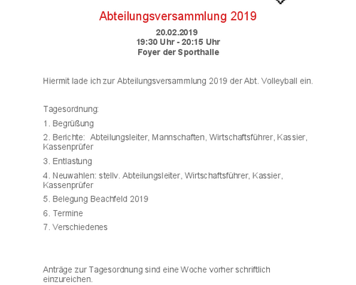 Abteilungsversammlung 2019